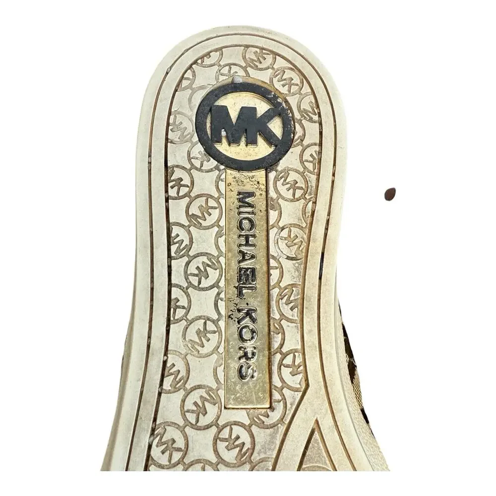 Michael Kors City Tan Brown Mk Signature Monogram Sneaker Shoe Women’s Size 10